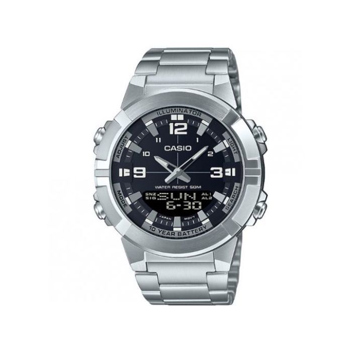 Montre homme - CASIO - AMW-870D-1A - Acier inoxydable - Affichage numérique/analogique - Étanche 5 BAR