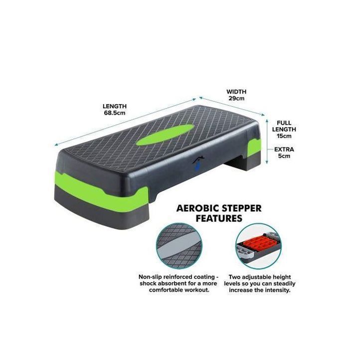 Step Aérobic Vert – Plateforme de Fitness Antidérapante