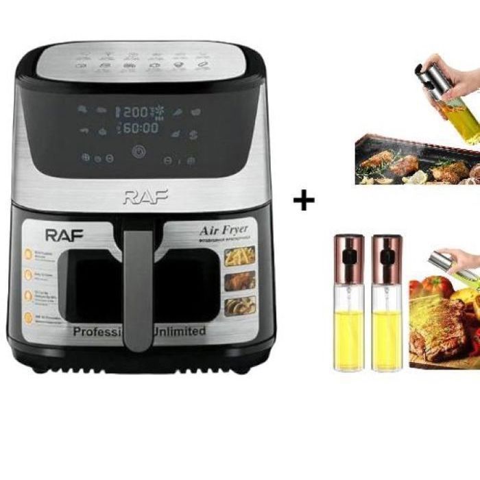 Friteuse Sans Huile Digitale RAF 10L – 1700W, 8 Programmes, Écran Tactile LCD + 2 Huiliers Offerts