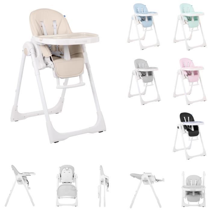 Kikkaboo chaise haute Pastello, pliable, réglable, porte-gobelet, table amovible [Beige]