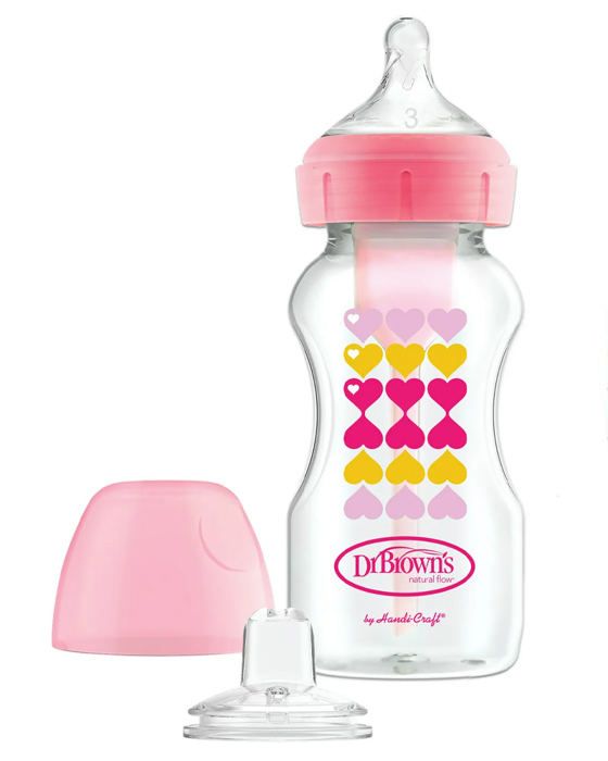 Biberon - Dr Brown'S - 270Ml - Col Large - Rose - Tétine Niveau 3