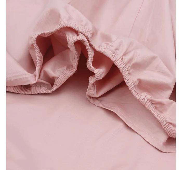 Drap housse - HALE - 160x200 cm - 100% coton égyptien - Rose poussiéreux - Percale de coton
