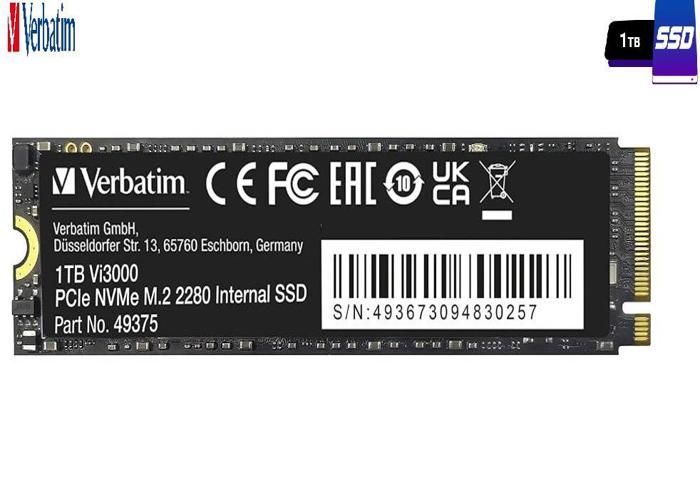 Verbatim Disque SSD interne Vi3000 1 Tb/To M.2 2280 PCIe 3.0 NVMe 32Gbps