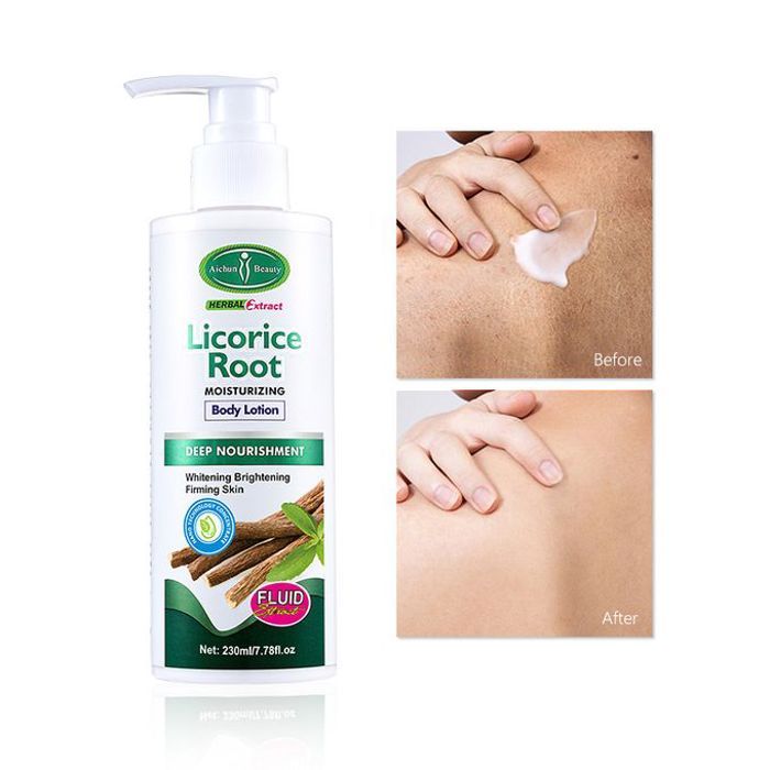 Aichun beauty lotion corporelle à base de réglisse, réparatrice, hydratante, blanchissante, anti-rides, raffermissante