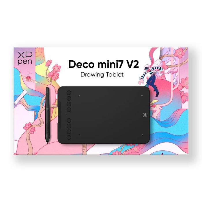 Tablette graphique - XP-PEN - Deco Mini 7 V2 - Zone active 7x4 pouces - 16384 niveaux de pression - 5080 LPI