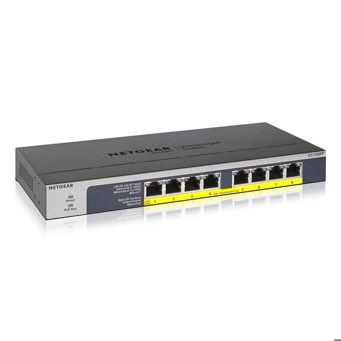 NETGEAR GS108PP Non-géré Gigabit Ethernet (10/100/1000) Connexion Ethernet