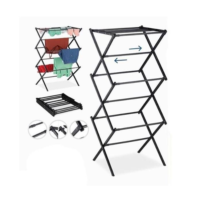 Séchoir à linge acier,Étendoir à Linge à chevalet , pliable Robuste 3 niveaux