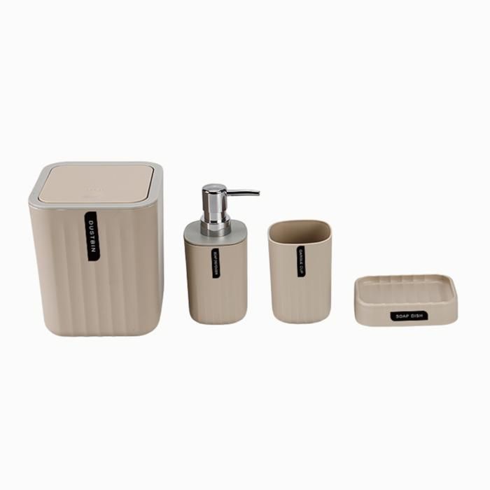 SET ACCESSOIRES SALLE DE BAIN 4 PCS BEIGE UNI
