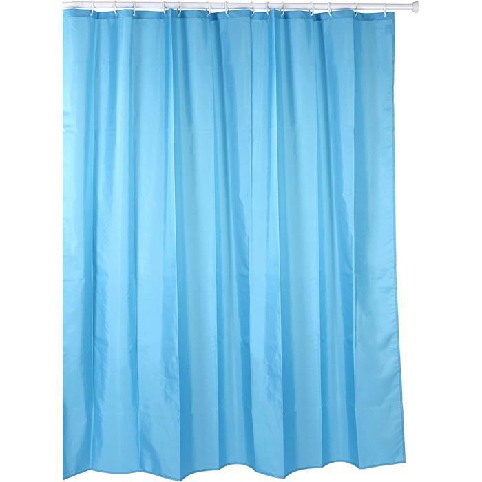 Rideau de douche - TATAY - 180 x 200 cm - Bleu - Imperméable - Lavable à 40°C