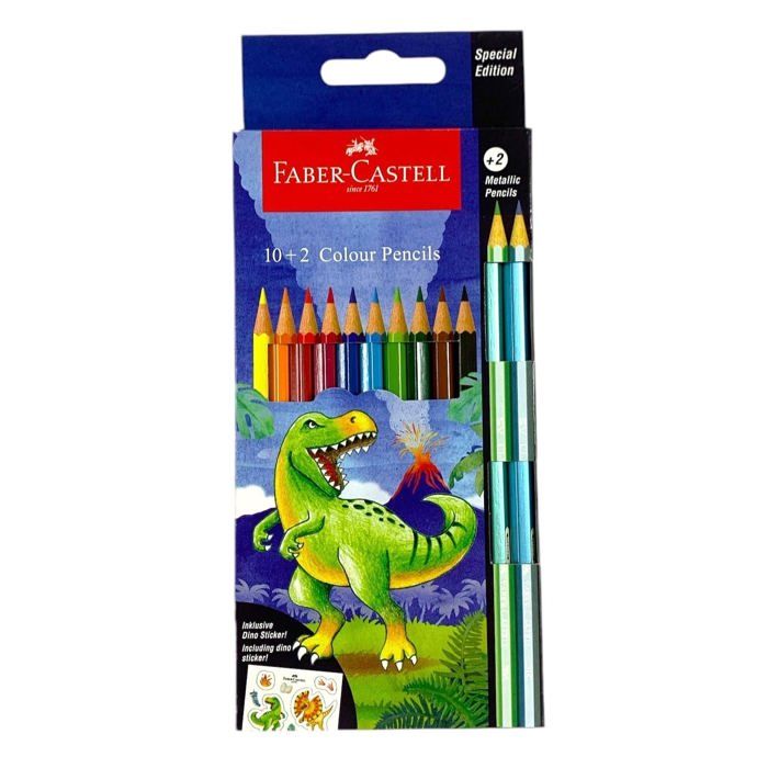 12 Crayons Couleur Dino – 10+2 Pastel Faber-Castell