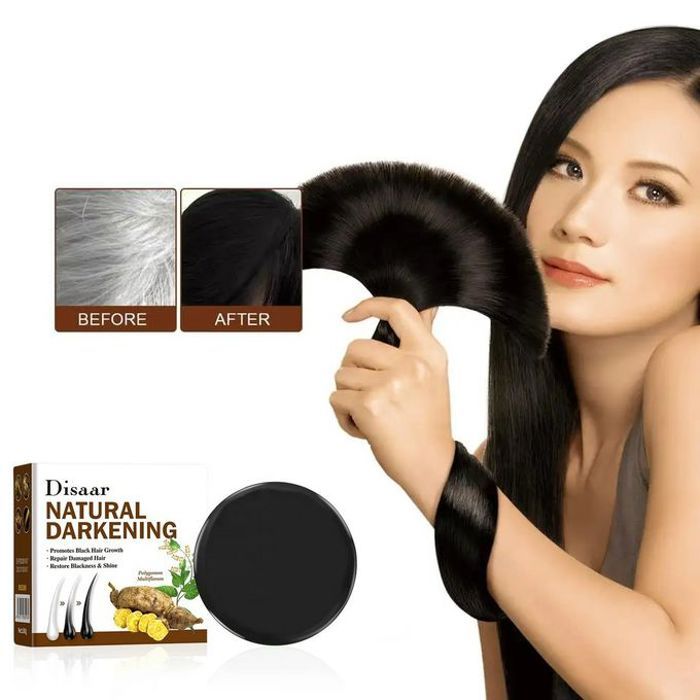 Disaar Shampoing savon pour cheveux noirs au ginseng à base de plantes favorise la croissance des cheveux
