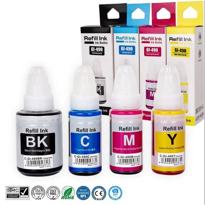 Bouteilles d'encre - Canon - Compatible PIXMA G - 4 couleurs - 70ml par bouteille - Accessoire générique