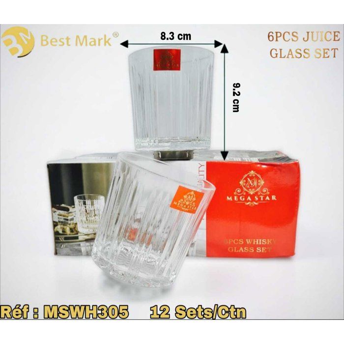 Set de 6 Verres en Verre Transparent – Design Élégant