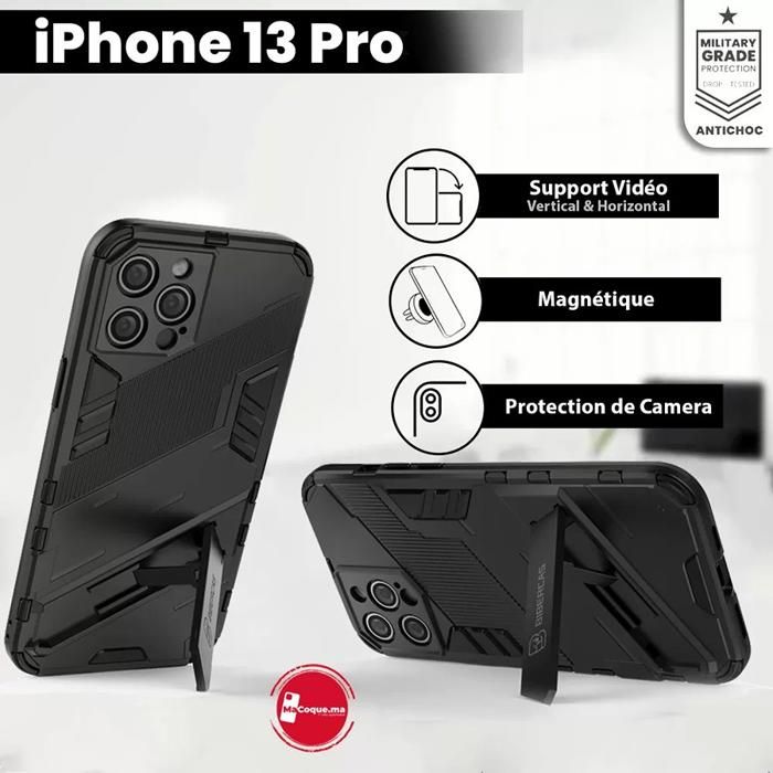 Coque iPhone 13 Pro, Antichoc, Magnétique ,Protection de camera,Support Vidéo Noir 13PRO