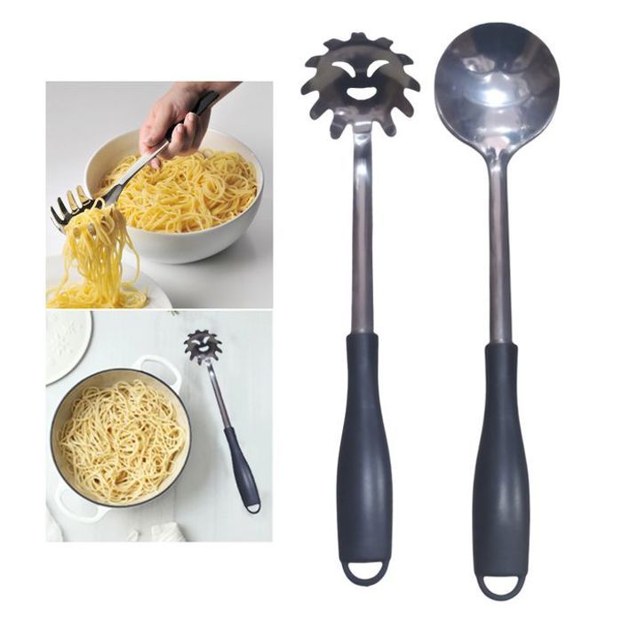 Ensemble de cuillères à pâtes en acier inoxydable, cuillères à spaghetti, passoire à spaghetti, louche à fente