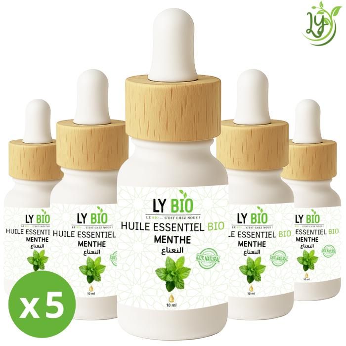 LYBIO PACK HUILE ESSENTIEL MENTHE 10ML LOT DE 5 bouteilles