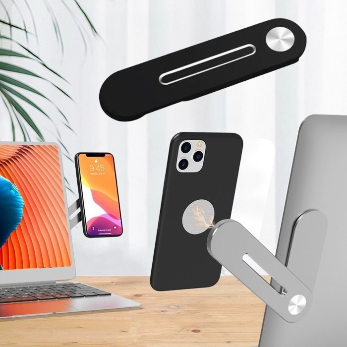 Support magnétique pliable - Noir - Universel - Adsorption forte - Design mince - Léger