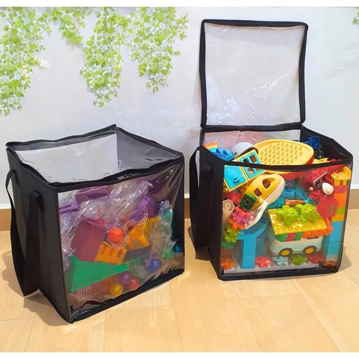 Bacs de rangement - Non spécifié - Lot de 2 - 27 L - Transparent - Pliable