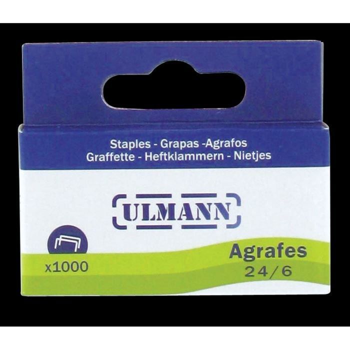 Boite de 1000 agrafes Numero24/6 acier gris