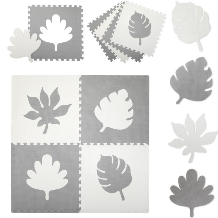 MoMi FELI Tapis de Jeu enfant bébé Tapis Mousse Bebe pour Enfants 120x120cm EVA Puzzle gris