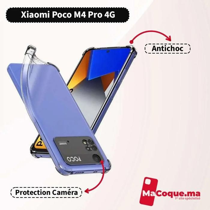 Coque Poco M4 PRO 4G Transparente Antichoc avec Protection Caméra