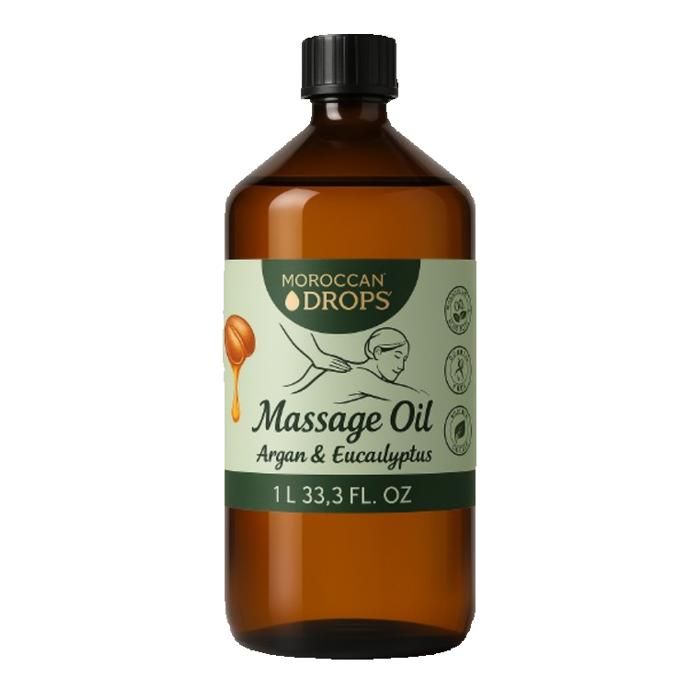 Huile de Massage 100% Naturelle Argan & Eucalyptus – Revitalisante 1L
