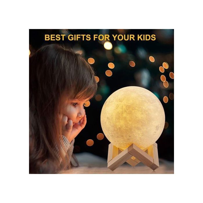 Lampe de Lune 3D, LED Lumière de Nuit Ambiante USB Lumières Décoratives pour Bébé Chambre Anniversaire