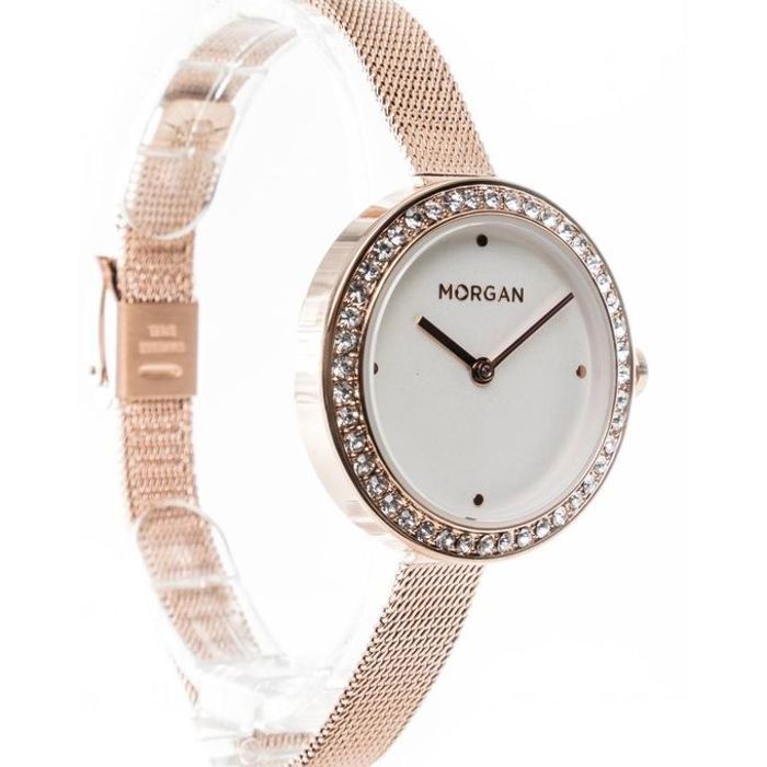 Montre Femme - MORGAN - Cadran Blanc - Bracelet Mailles Milanaises Bronze - Étanchéité 3 ATM - Quartz