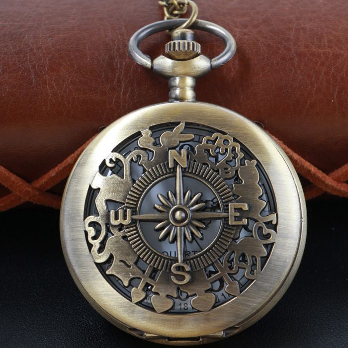 Montre de poche à Quartz en Bronze , ancienne horloge Antique