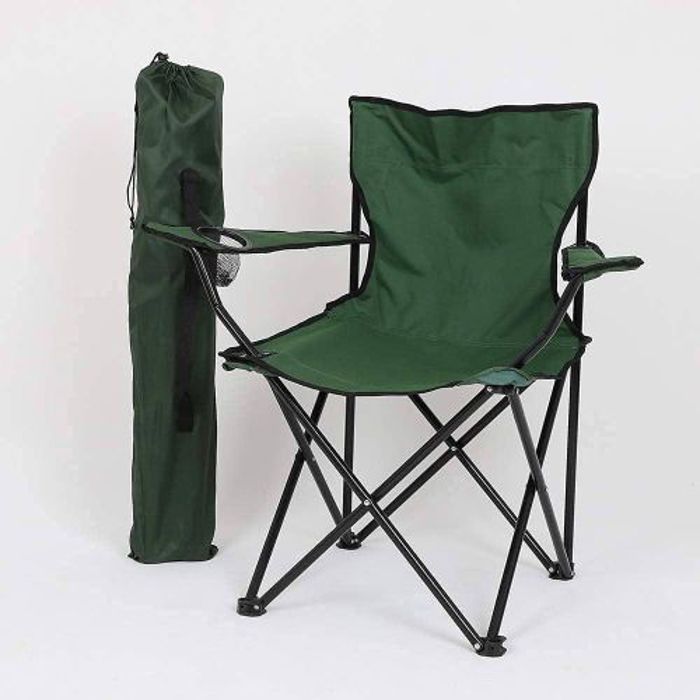 Chaise Siège de Plage Camping Pêche Pique-Nique, Facile à Porter, Fauteuil Relax avec porte-Bouteille plus sac