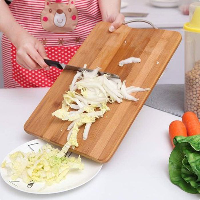 Planche à découper en bambou pour cuisine avec poignée pour viande et légumes