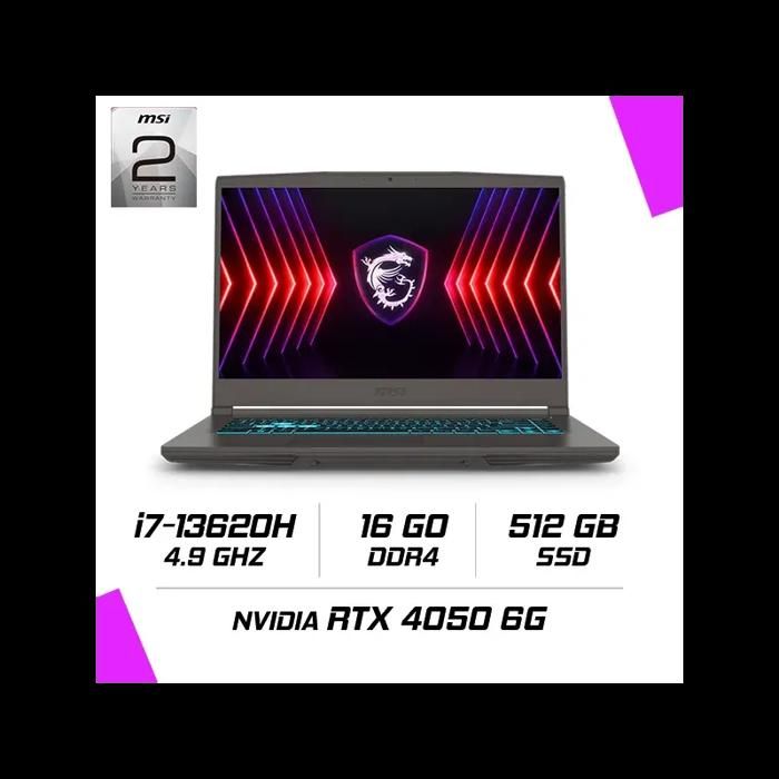 MSI-THIN-B13VE-2660XMA | 15.6(144Hz) | i7-13620H | 8GB*2 DDR4 | 512GB SSD Gen 4 | RTX 4050 | FDOS