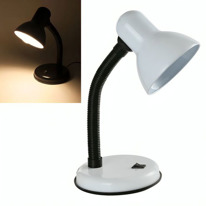 Lampe de bureau à poser sur pied blanc classique