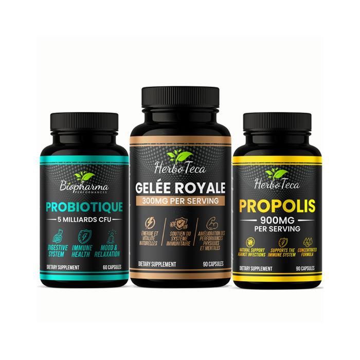 Pack Défenses Naturelles – Probiotique 60caps + Gelée Royale  90caps + Propolis 90caps