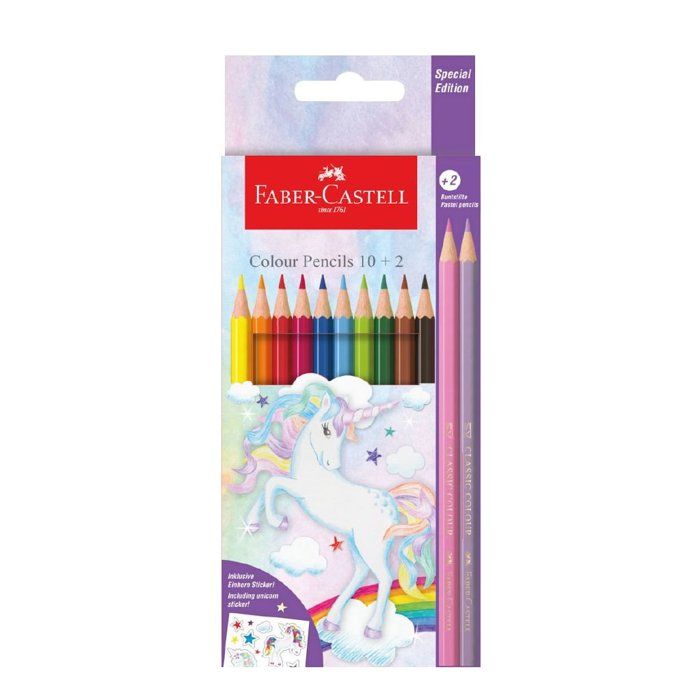 12 Crayons Couleur Unicorn – 10+2 Pastel Faber-Castell