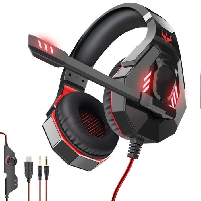 Casque gamer OVLENG GT92 avec micro et rétroéclairage LED - Haut-parleur 50mm - Contrôle sur le fil
