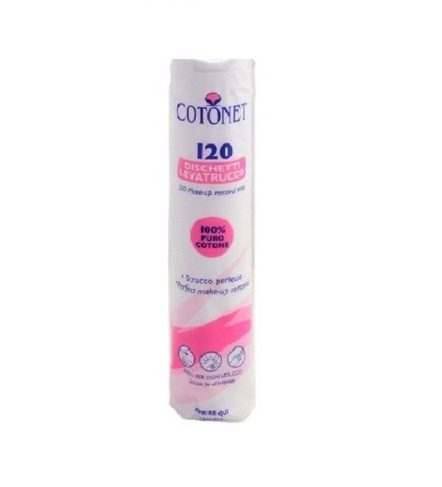 Disques démaquillants - Cotonet - 120pcs - 100% pur coton - Doux et résistants - Testés dermatologiquement