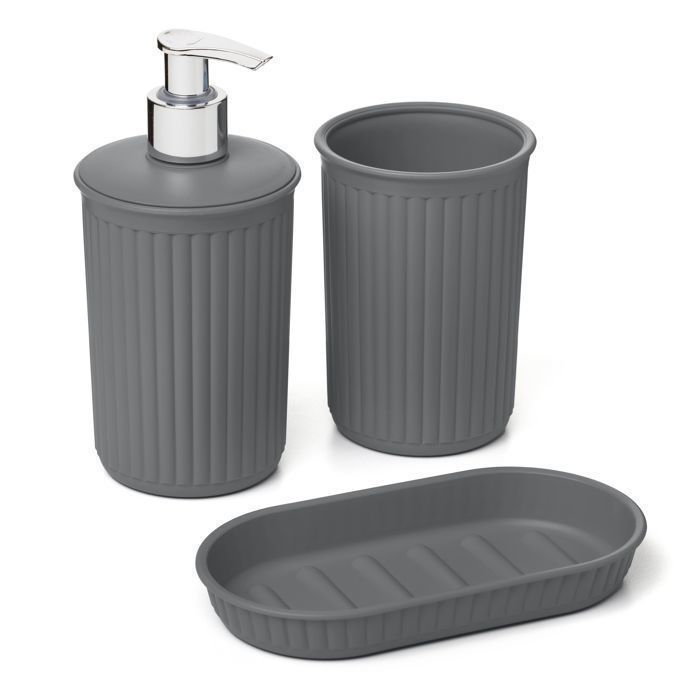 Accessoire salle de bain - Baobab - Gris anthracite - Verre - Distributeur Savon - Porte Savon