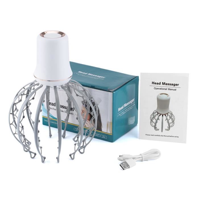 Rechargeable-Masseur De Tête Pieuvre Électrique Extracteur D'âme Batterie Cuir Chevelu Vibration Tête Acupoin