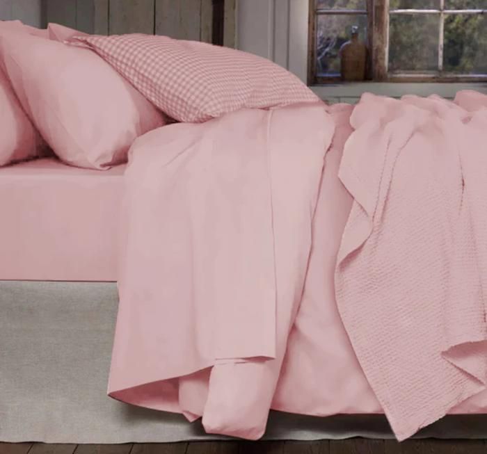 Parure de drap plat - Coton Egyptien - 300 Fils - 240x270 cm - Rose Poussiéreux - Linge de lit