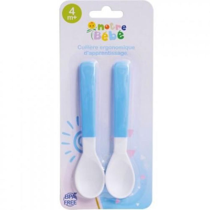 Notre bébé Cuillère Ergonomique d'apprentissage bleu