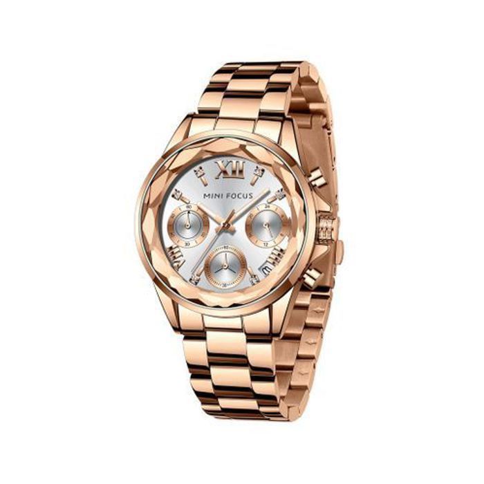 Montre à Quartz - Mini Focus - 0466 -- Calendrier Diamant - Bracelet Acier Inoxydable