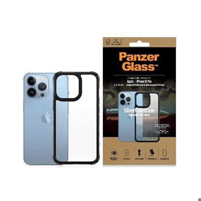 Coque - PanzerGlass - SilverBullet ClearCase - iPhone 13 Pro - Noir - Antibactérien - Souple