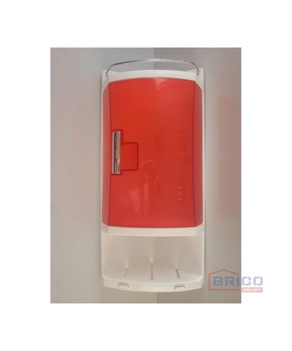 Coin salle de bain en plastique avec porte rouge