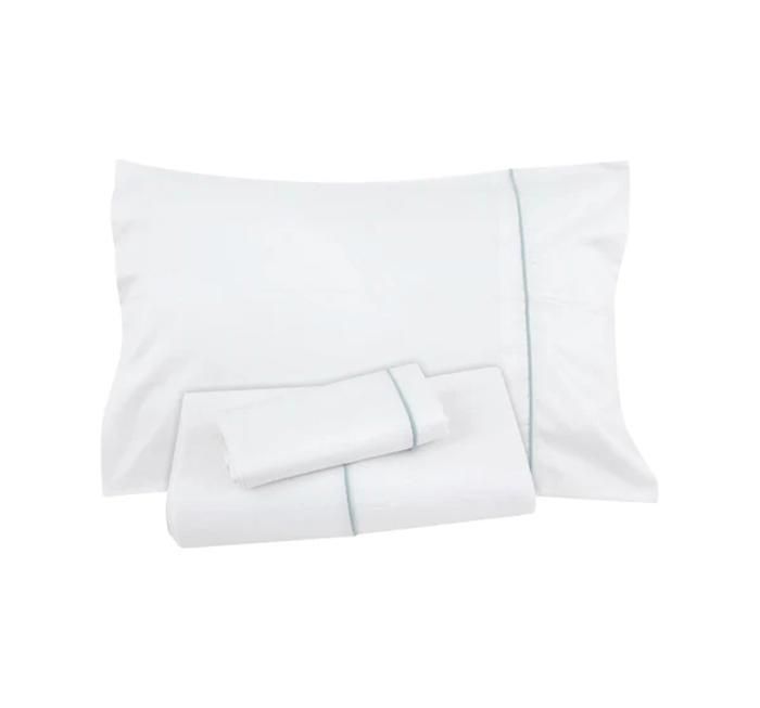 Parure de drap plat blanche avec passepoil satin de coton (100% coton Egyptien) 240* 270 cm