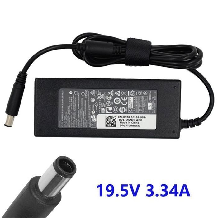Chargeur Adaptateur Secteur 19.5V 3.34A 65W Remplacement pour Dell Inspiron 15 1750 1545 1525 6000 8600 PA12 XPS M1330 PA-12 PA-21