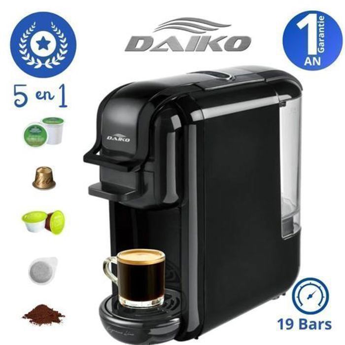 Daiko Machine espresso 5en1 - 19 Bar - CAPSULE Nespresso - Dolci Gusto - Dosette
