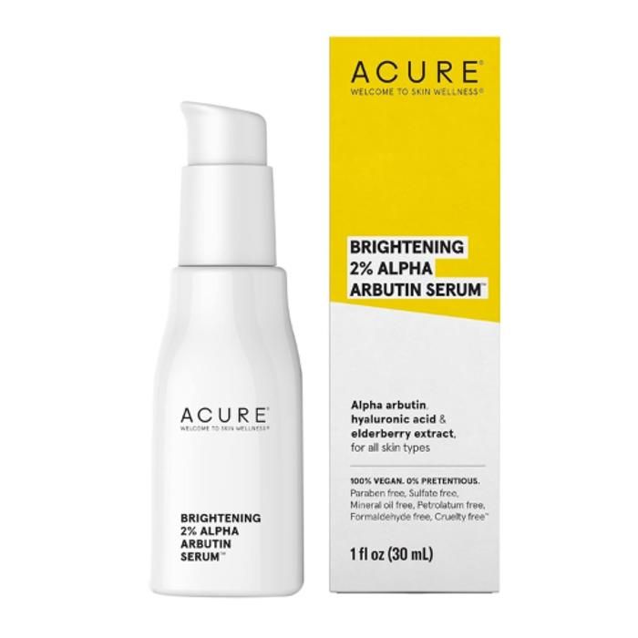 Sérum Éclaircissant - Acure - 100% Vegan - Huile d'Argan - Hydratant - 2% Alpha-Arbutine