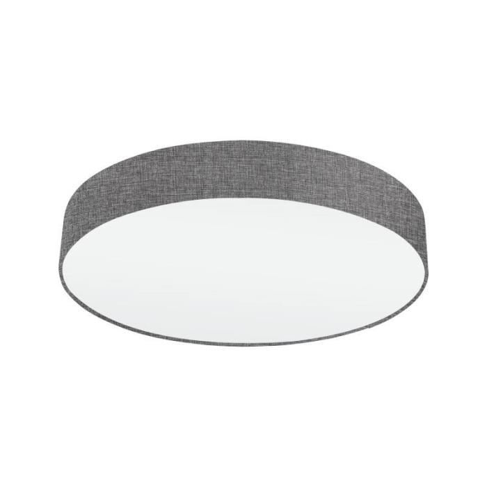 Plafonnier - PASTERI - 3 ampoules - Blanc - Abat jour gris - Design contemporain