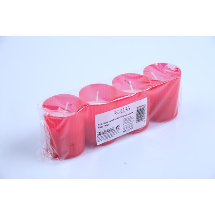 4 veilleuses Illumination 60 x 50 mm rouge